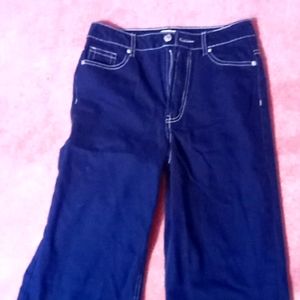 Forever 21 large/wide dark blue jeans with white stitching